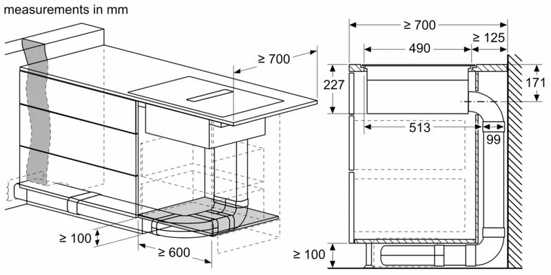 Neff N 70 V58PHQ4C0, Induction hob with integrated ventilation system