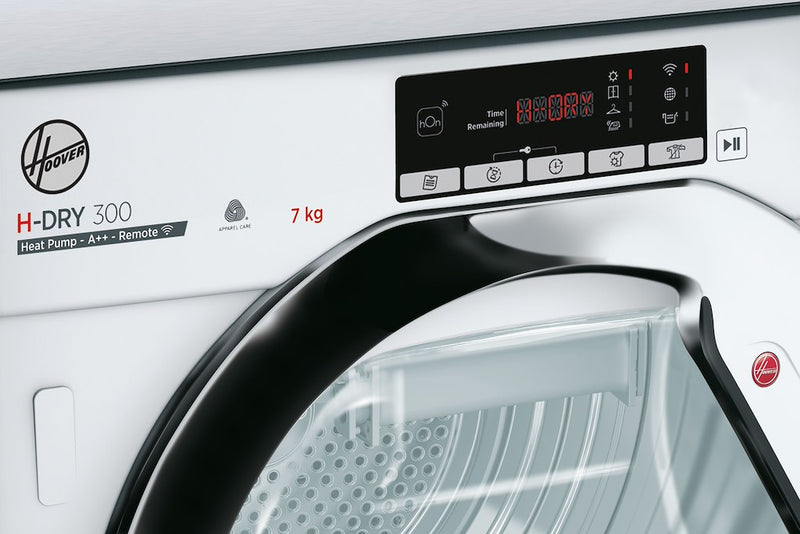 Hoover BATD H7A2TCE-80 H-DRY 300 PRO Integrated 7kg Heat Pump Tumble Dryer - A++ Energy Rated - White & Chrome