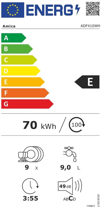 Amica ADF410WH 45cm Freestanding Dishwasher