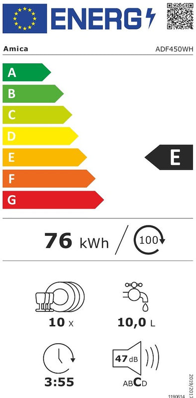 Amica ADF450WH 45cm Freestanding Dishwasher