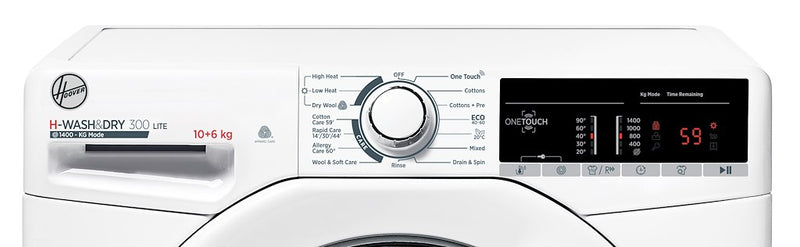 Hoover H3D 4106TE/1-80 H-Wash&Dry 300 Lite 10/6kg 1400rpm E/B Rated Freestanding Washer Dryer - White