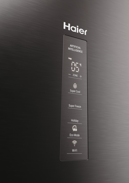 Haier HDPW5620ANPD Fridge Freezer - Platinum Inox - A Rated