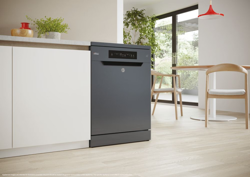 Hoover H-Dish 300 HF 4C7L0A-80 Freestanding 14 Place Setting Dishwasher - Graphite