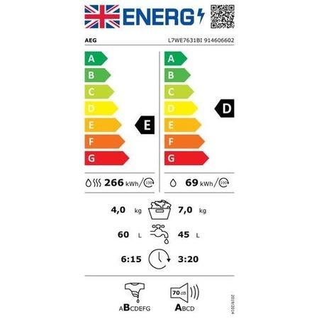 AEG L7WE7631BI 7000 Series 7/4kg Washer Dryer