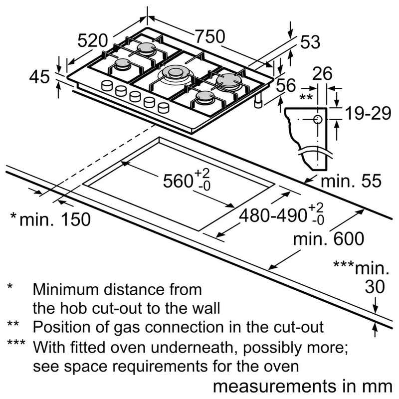 Neff N 70 T27CIQ8N0, Gas hob