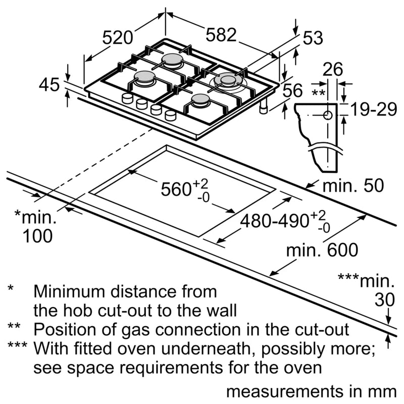 Neff N 50 T26GKH8N0, Gas hob