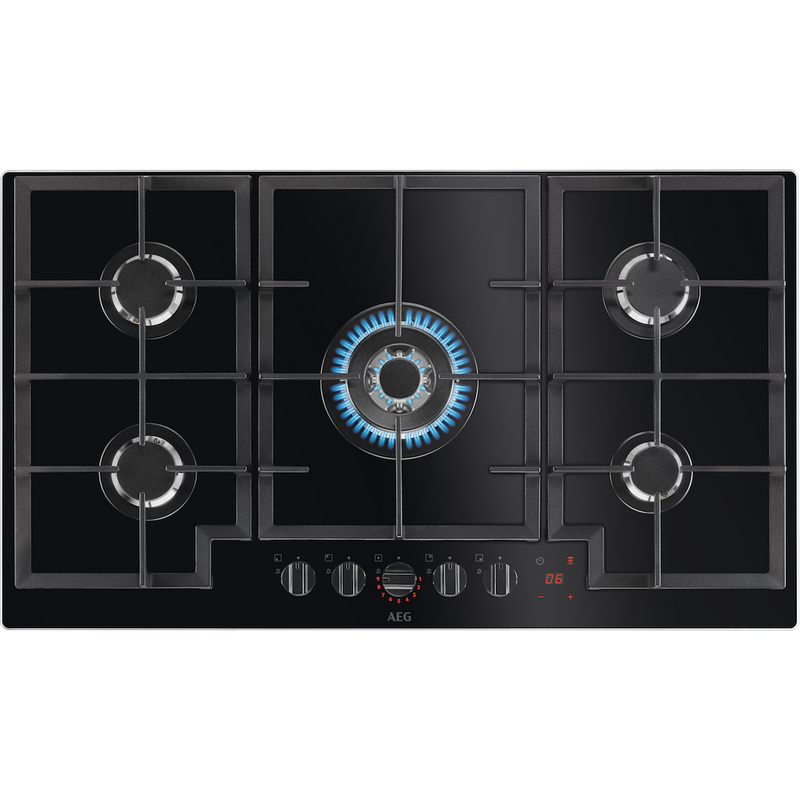 AEG HKB95450NB 8000 Gas on Glass Gas Hob with Hob2Hood