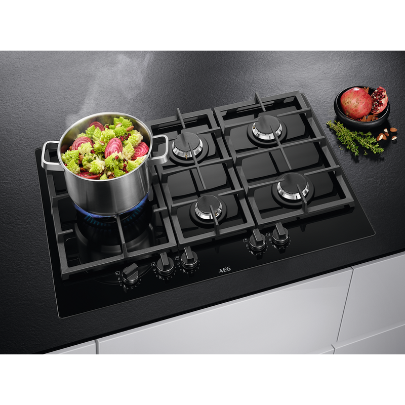 AEG HKB75820NB 6000 Gas on Glass Gas Hob
