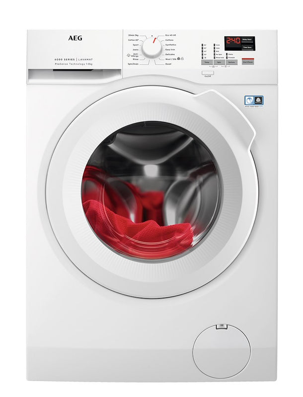 AEG L6FBK841B 6000 Series Short Front Loading Full Size 8kg Washing Machine