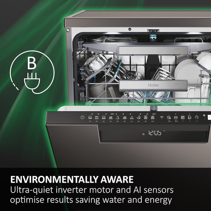 Haier XS 6B4S3FSB-80 Integrated 60cm Dishwasher with 16 Place Settings and WiFi