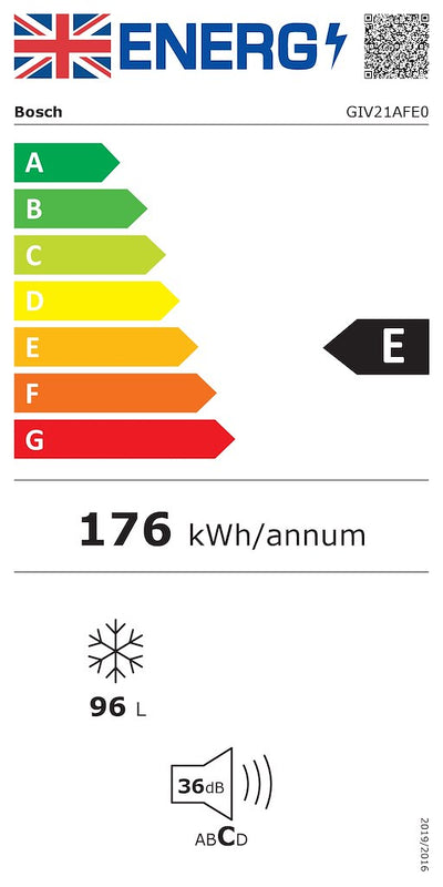 Bosch Series 4 GIV21AFE0, Integrated Freezer - Fixed Hinge