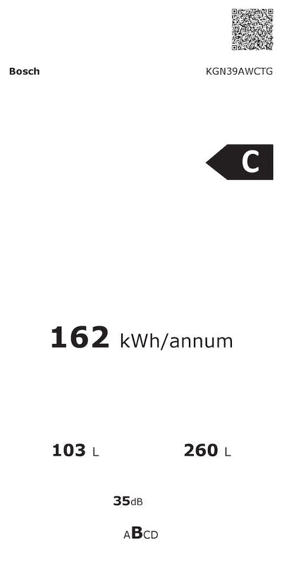 Bosch Series 6 KGN39AWCTG, Free-standing fridge-freezer with freezer at bottom