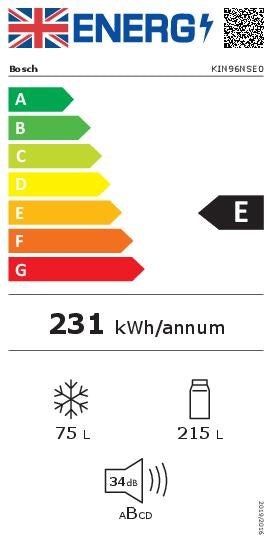 Bosch Series 2 KIN96NSE0G, built-in fridge-freezer with freezer at bottom