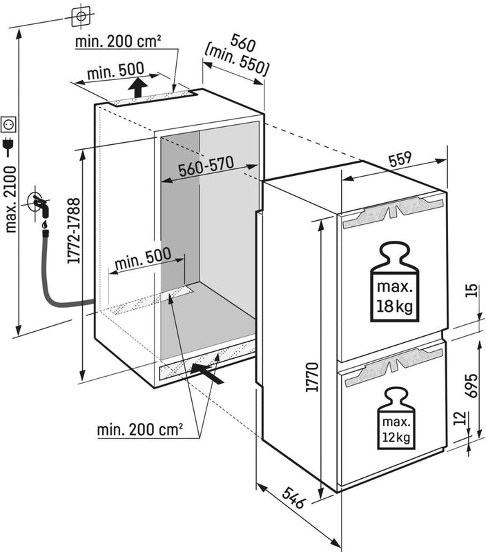 Liebherr ICBNcx 5173 Peak Fully integrated Fridge/freezer & BioFresh (Discontinued)