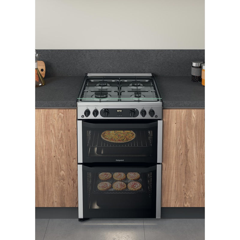 Hotpoint HDM67G0CCX/UK 60cm Double Gas Cooker - Inox