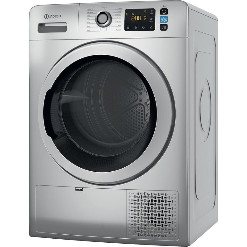 Indesit YT M11 82SS X UK Freestanding 8kg Heat Pump Tumble Dryer - Silver