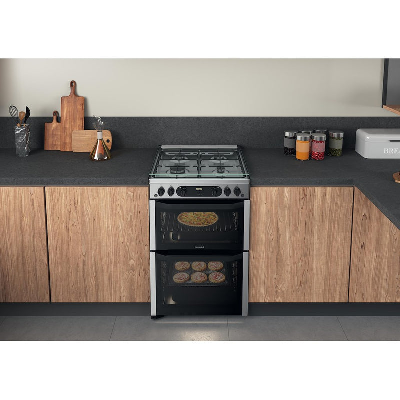 Hotpoint HDM67G0CCX/UK 60cm Double Gas Cooker - Inox