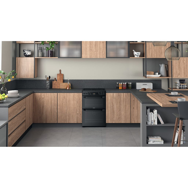 Hotpoint HDM67V92HCB/UK Electric Ceramic Double cooker - Black