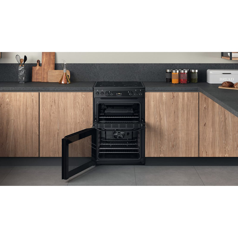 Hotpoint HDM67V92HCB/UK Electric Ceramic Double cooker - Black