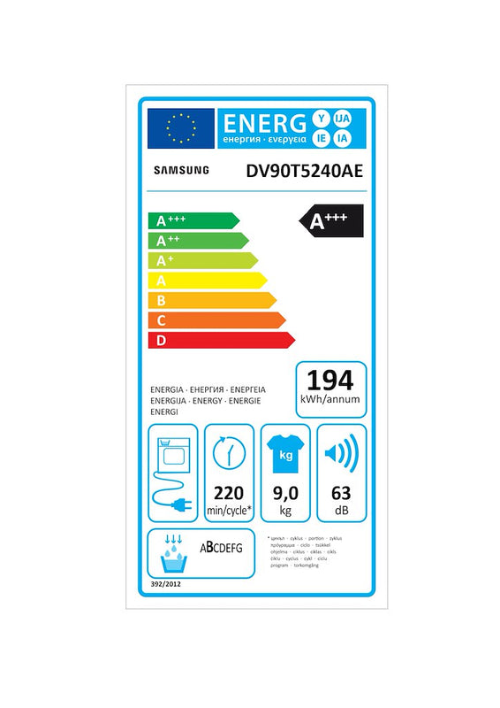 Samsung Series 5+ DV90T5240AE/S1 9kg Heat Pump Tumble Dryer