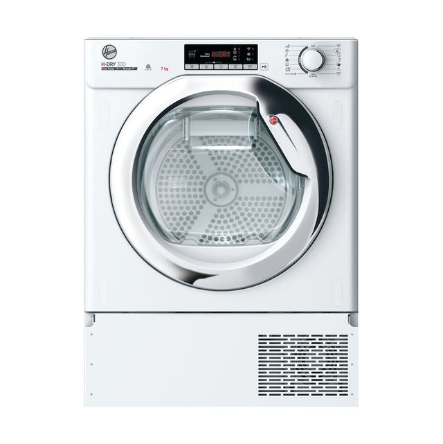 Hoover BATD H7A2TCE-80 H-DRY 300 PRO Integrated 7kg Heat Pump Tumble Dryer - A++ Energy Rated - White & Chrome