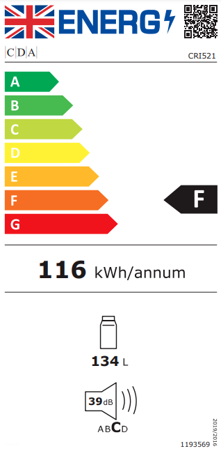 CDA CRI521 Intergrated Undercounter Larder Fridge