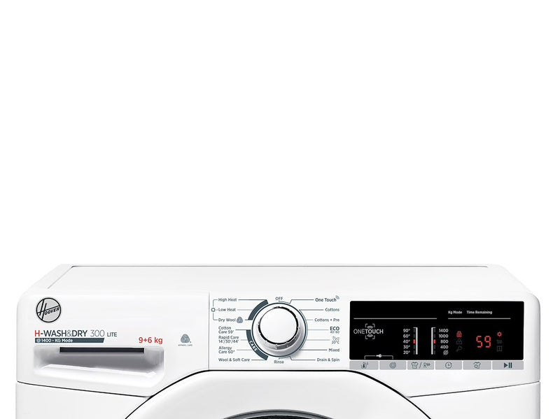 Hoover H3D 496TE/1-80 H-Wash&Dry 300 Lite 9/6kg 1400rpm E/B Rated Freestanding Washer Dryer - White