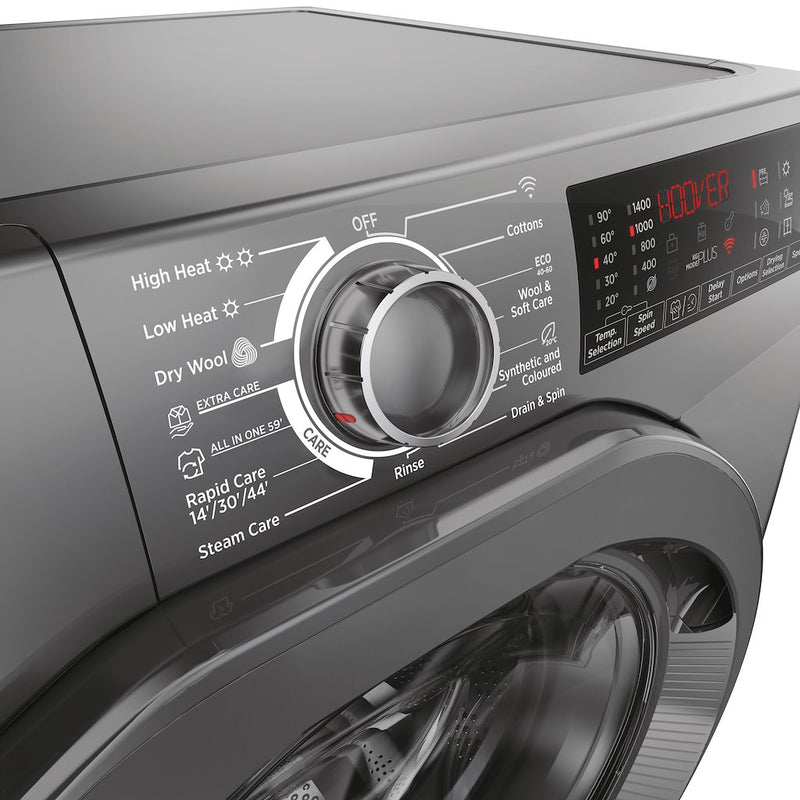 Hoover H3DPS4966TAMRR80 H-Wash&Dry 350 6/9kg 1400rpm D/A Rated Freestanding Washer Dryer - Graphite