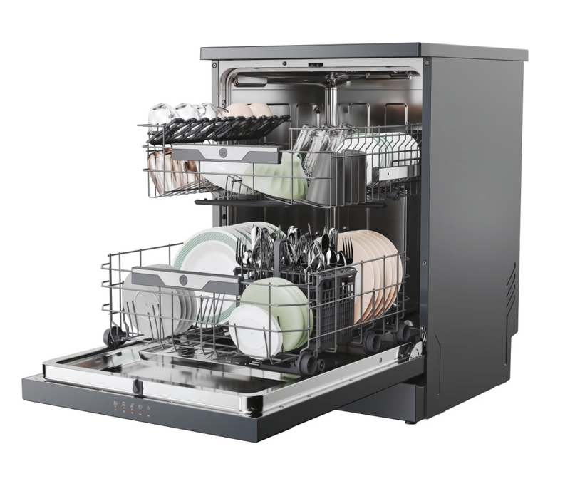 Hoover H-Dish 300 HF 4C7L0A-80 Freestanding 14 Place Setting Dishwasher - Graphite
