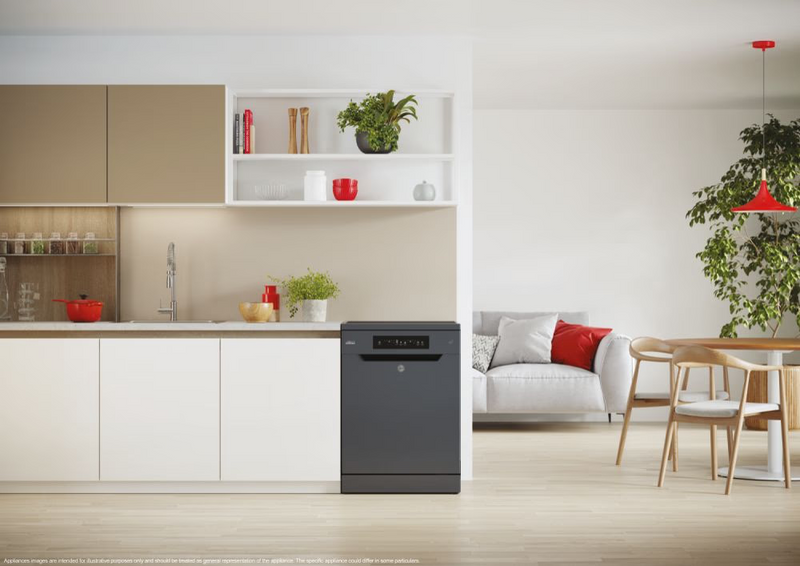 Hoover H-Dish 300 HF 4C7L0A-80 Freestanding 14 Place Setting Dishwasher - Graphite