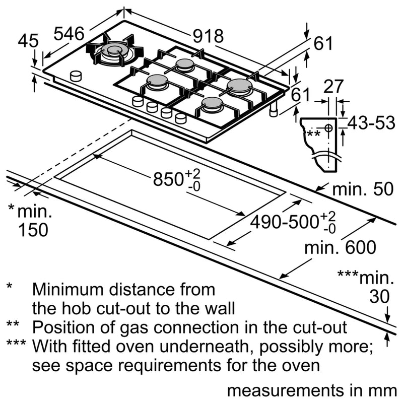 Neff N 90 T29TS79N0, Gas hob