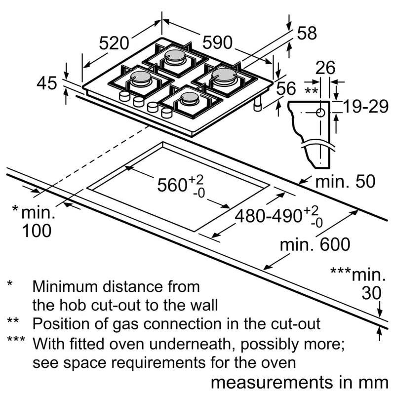 Neff N 70 T26PIP4S0, Gas hob