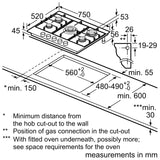 Bosch Series 4 PGQ7B5K90, Gas hob
