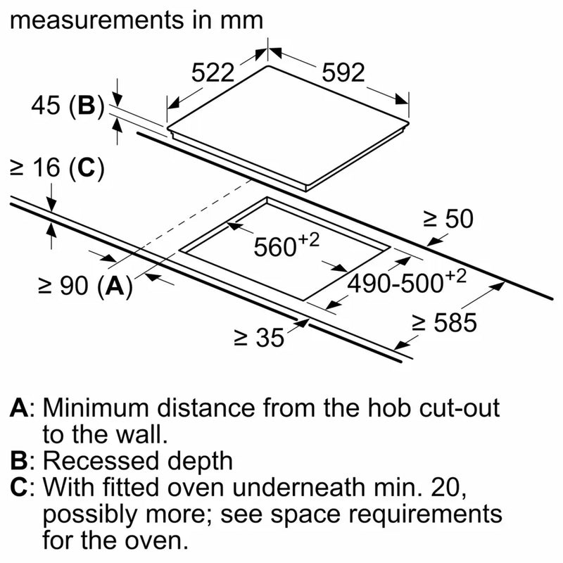 Bosch Series 2 PKE61RAA8B, Electric hob