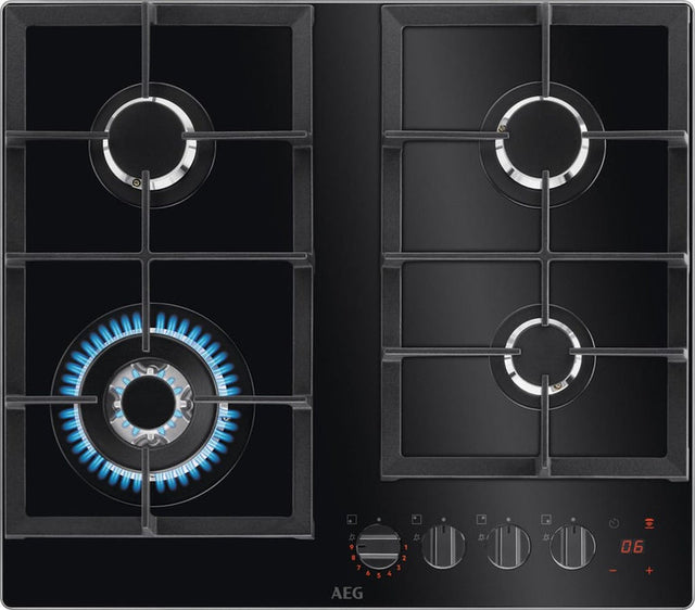 AEG HKB64450NB 8000 Gas on Glass Gas Hob with Hob2Hood