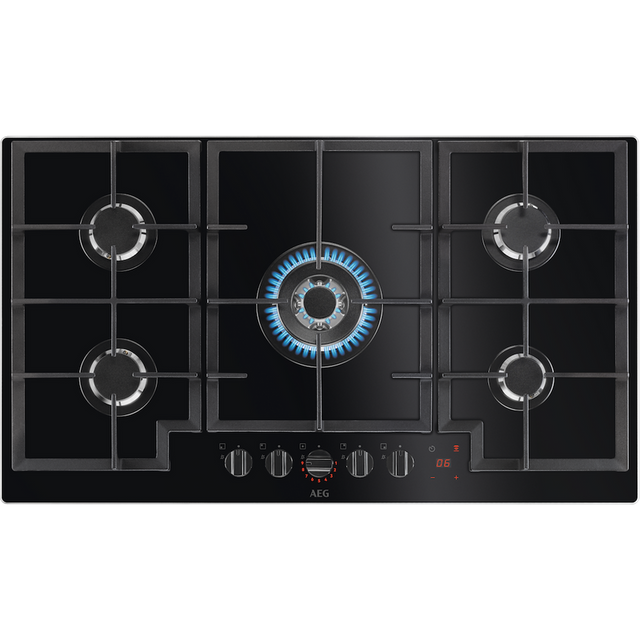 AEG HKB95450NB 8000 Gas on Glass Gas Hob with Hob2Hood