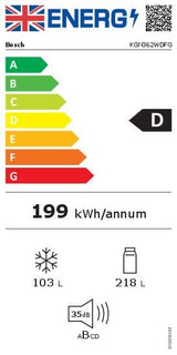 Bosch Series 4 KGN362WDFG, Free-standing fridge-freezer with freezer at bottom