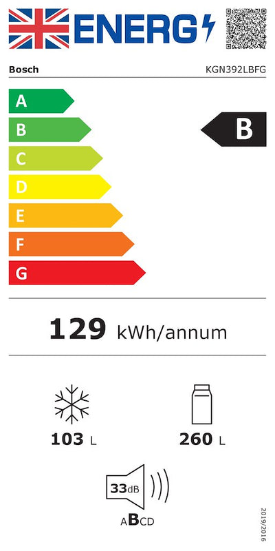 Bosch Series 4 KGN392LBFG, Free-standing fridge-freezer with freezer at bottom