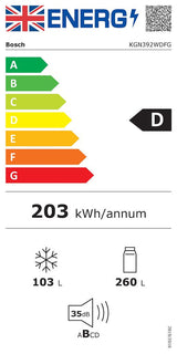 Bosch Series 4 KGN392WDFG, Free-standing fridge-freezer with freezer at bottom