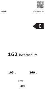 Bosch Series 6 KGN39AWCTG, Free-standing fridge-freezer with freezer at bottom