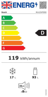 Bosch Series 4 KUL22VFD0G, Built-under fridge with freezer section