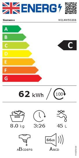 Siemens iQ 700 WI14W502GB, Built-in washing machine - 8kg - 1400rpm