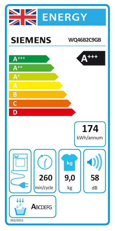 Siemens iQ 700 WQ46B2C9GB, heat pump dryer