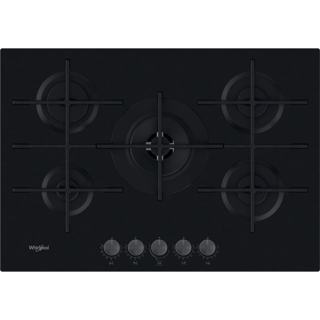 Whirlpool W Collection GOWL 758/NB Hob 5 Burners Gas on Glass 75cm - Black
