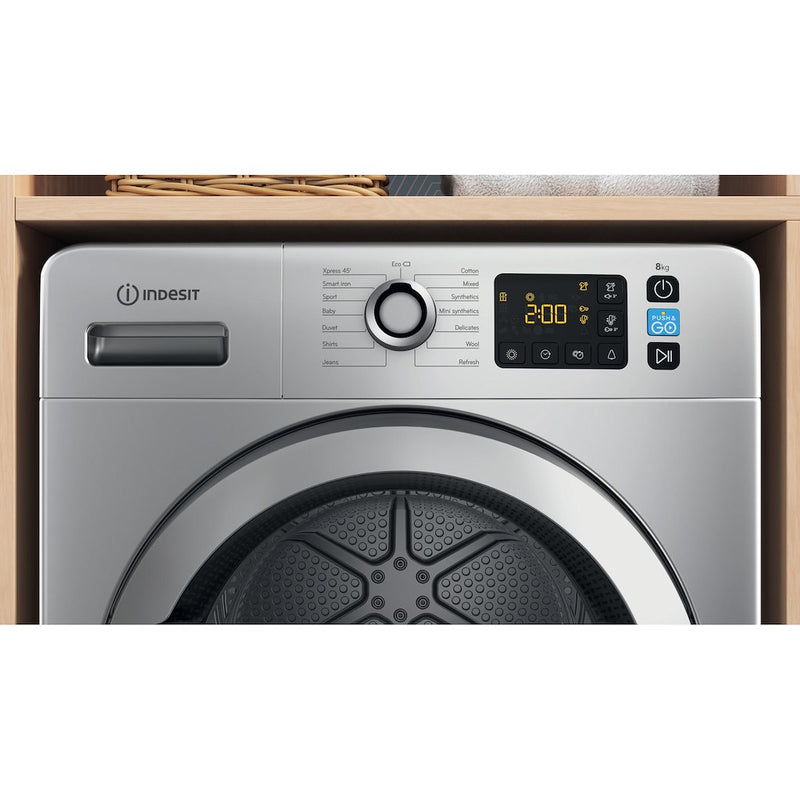 Indesit YT M11 82SS X UK Freestanding 8kg Heat Pump Tumble Dryer - Silver