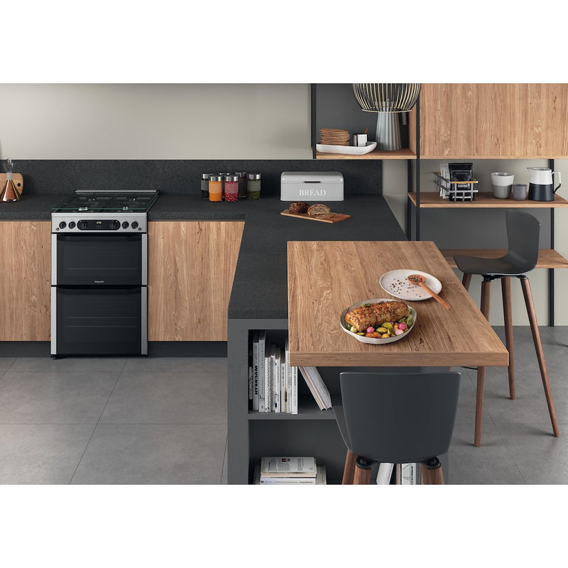 Hotpoint HDM67G0CCX/UK 60cm Double Gas Cooker - Inox