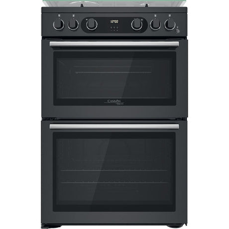 Cannon by Hotpoint CD67G0C2CA/UK Gas Freestanding 60cm Double Oven Cooker - Dark Grey