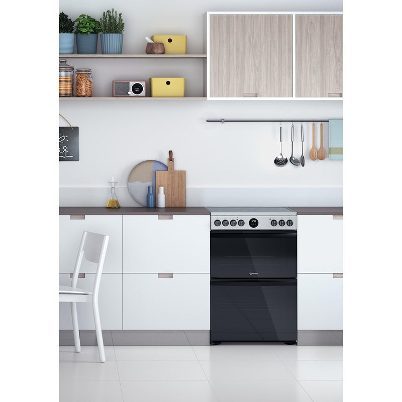 Indesit ID67V9HCX/UK Electric Cooker Double Oven - inox