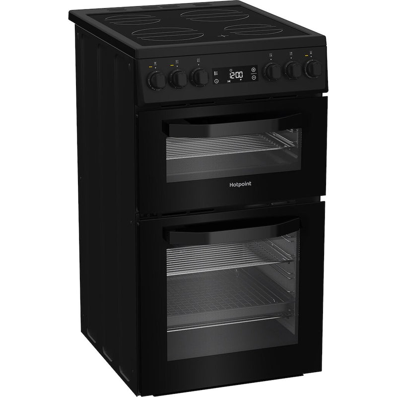 Hotpoint HDE5VDCB 50cm Electric Cooker with Ceramic Hob - Black