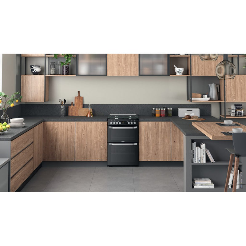 Hotpoint HDM67G9C2CB/UK Duel Fuel Double Cooker - Black